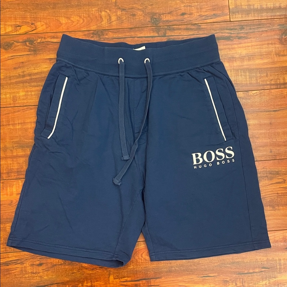 Hugo Boss Men’s Logo Sweat Shorts – Navy Blue – Size M